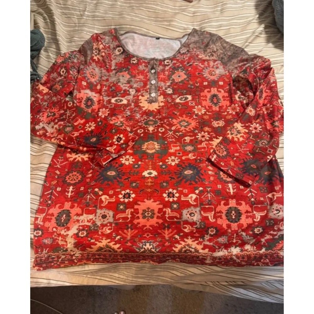 XL ethnic print long sleeve shirt